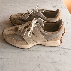 New Balance Cream and Tan Sneakers